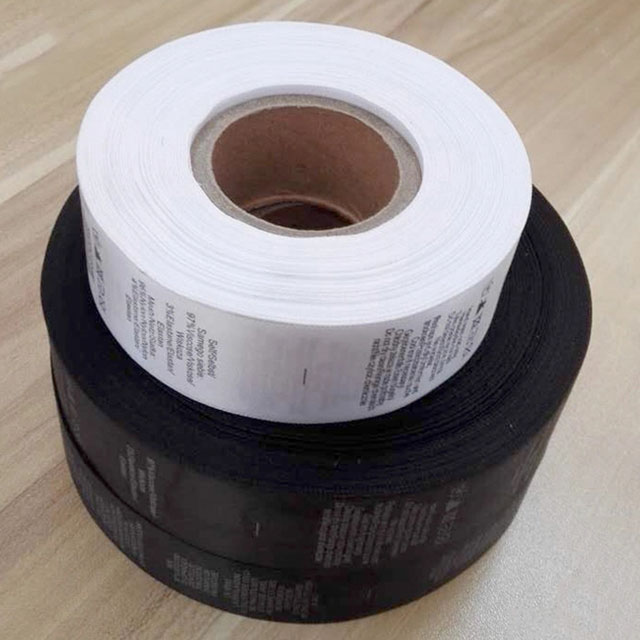 Black polyester Satin washing care printing label QD-PL-0003