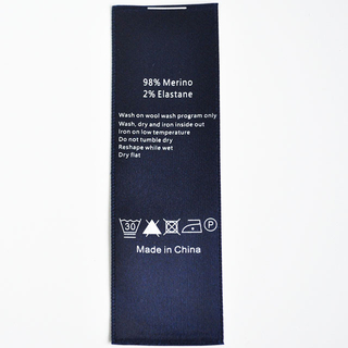 Blue polyester Satin washing care printing label QD-PL-0004